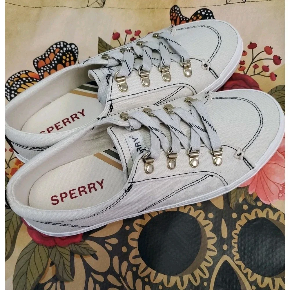 Sperry Crest Vibe Womens‎ Off White Sneakers Casual Shoes Size 6 Wide STS89589